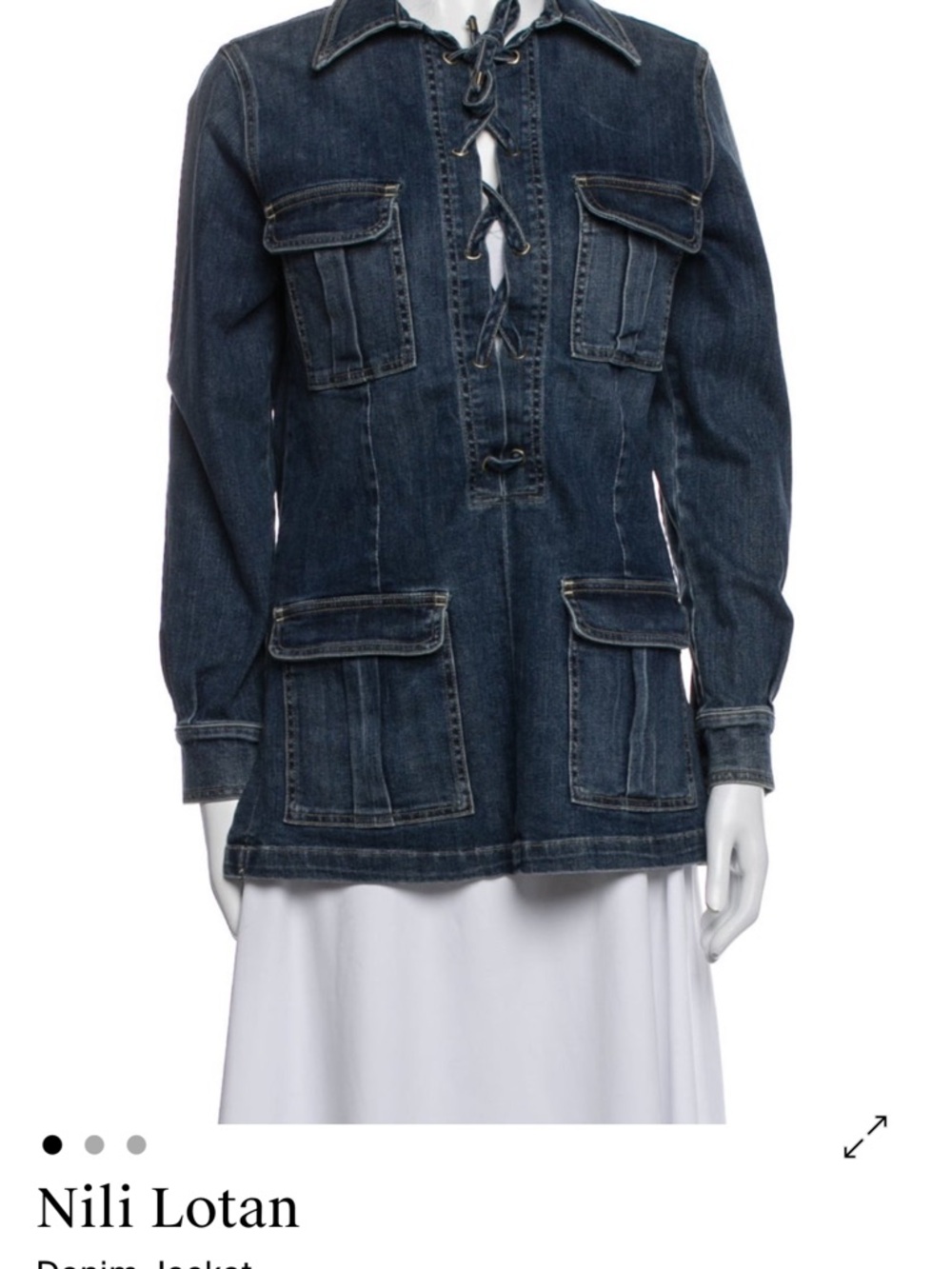 Nili Lotan Monique denim lace up top - Picture 4 of 4